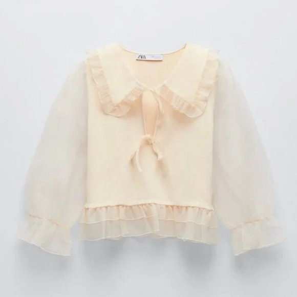ZARA COMBINATION ORGANZA KNIT SWEATER - Picture 9 of 13